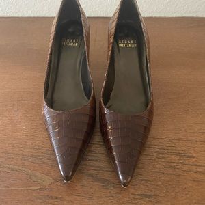 Stuart Weitzman brown crocodile heels